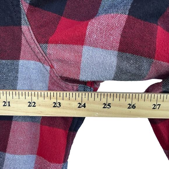 Eddie Bauer Red Plaid Button Up Flannel Shirt Women XL Western Cabincore Outdoor - Picture 8 of 12